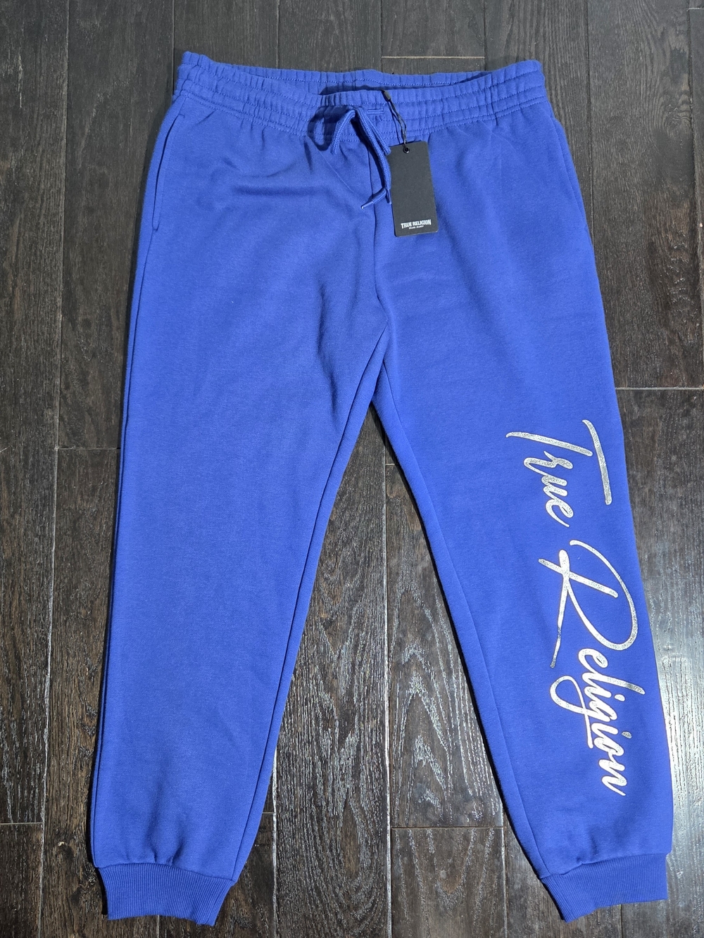 True Religion Women's TR Mid Rise Jogger Size Large- Sodalite Blue